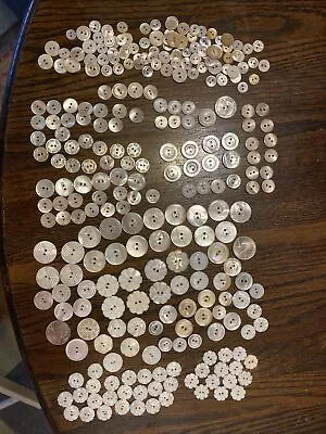 Vintage Lot Of 275+ Engraved Various Mother Of Pearl Abalone 2 Hole Buttons • $125