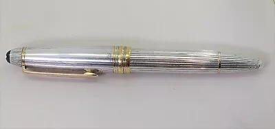 Montblanc LeGrand Fountain Pen Silver 925 Pinstripes 18K Nib (ESTATE) • $1480