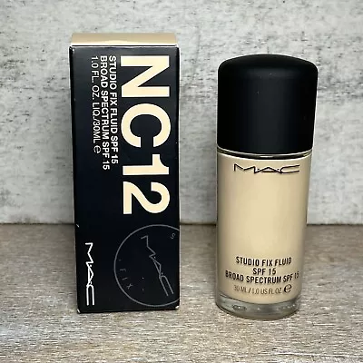 MAC Cosmetic Studio Fix Fluid Foundation In NC12 SPF 15 30mL/1oz Brand New • $27.99