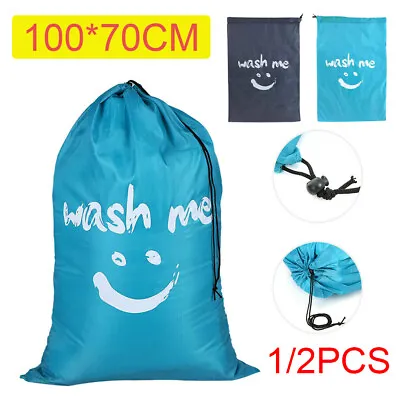 1/2 Nylon Laundry Bag Dirty Clothing Washing Bag Travel Storage Pouch Drawstring • £4.77