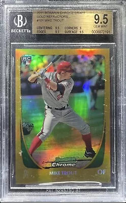 Mike Trout 2011 Bowman Chrome Draft Gold Refractor #101 28/50 BGS 9.5 Gem Mint! • $4999.99