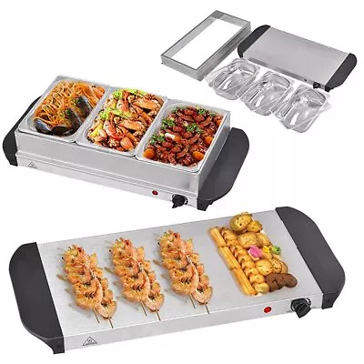 Food Warmer Buffet Electric Server 1.5L 3 Tray  Bain Marie Stainless Steel • $79.99