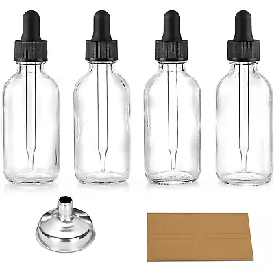 4 Pcs 2 Oz Clear Eye Dropper Bottles With 1 Stainless Steel Funnels & 4 Labels  • $9.66