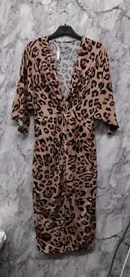 £15.40 • Buy ASOS DESIGN Satin Kimono Midi Dress In Leopard Print Size UK12 EUR40 {R22}