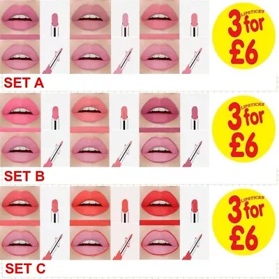 £6 • Buy 3PC SET DUAL Head Matte Lipstick & Lip Liner Pen Water Proof Red Pink Coral Plum