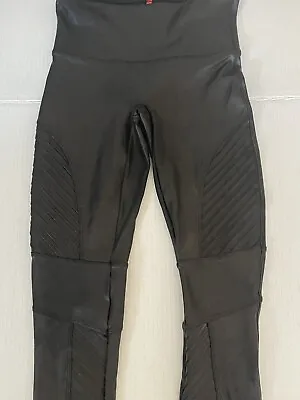 Spanx Faux Leather Moto Leggings Black Women's Size Medium • $26.40