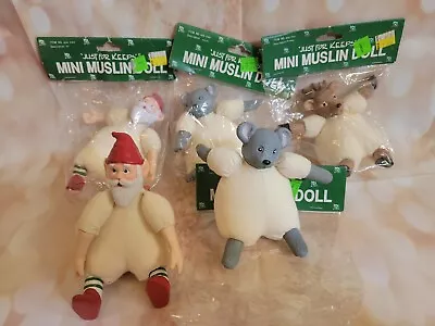 Lot 5 Craft Deer Santa Christmas Mini Muslin Craft Doll 6  Tall Soft Body New • $9.60