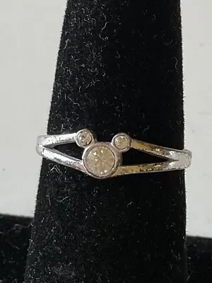 Disney 925 Sterling Silver Ring Size 8 Mickey Mouse Head Clear Stones  • $14.99