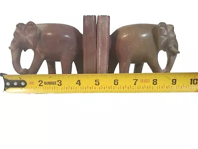 ELEPHANT MARBLE BOOKENDS SET India VTG Hand Carved Sculptured ArtDeco 1950s RARE • $200