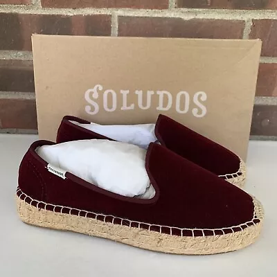 Soludos Smoking Velvet Wine Sneakers Slip On Flats Loafers Women’s US 6.5 M NEW • $26.95