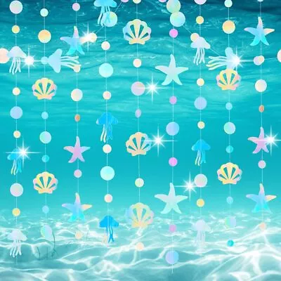 3 Styles Under The Sea Garland Mermaid Party Transparent Hanging Fish Shell S... • $13.68