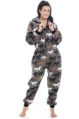 Camille Hooded All In Ones Supersoft Pyjama Fleece Loungewear 20+ Designs • £24.99