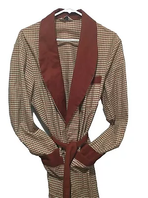 E&W Loungewear Vintage NOS Smoking Jacket Robe Med Plaid Pristine • $44.95