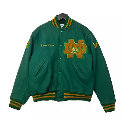 Vintage 1996 Notre Dame High School Irish Green Varsity Jacket Size L • $99.99