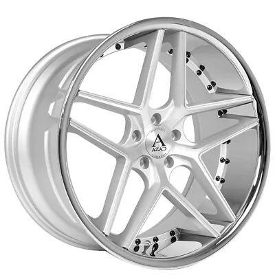 22X10.5  Azad Wheels AZ1029 Brushed Silver With Chrome Lip Rims • $2080