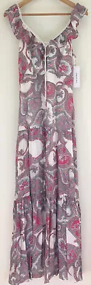 $39 • Buy Forever New Pink Tiered Paisley Maxi Dress Sz 10 RRP $139