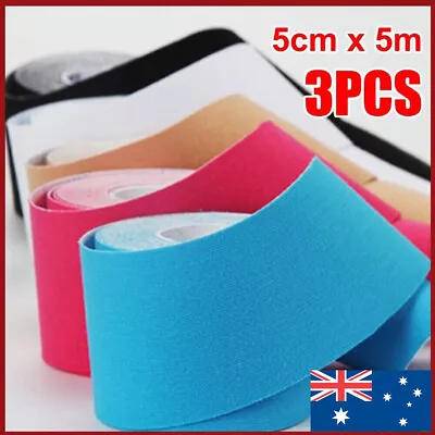 3 Rolls 5cm X 5m Kinesiology Tape KT Muscle Strain Injury Support Physio Sports • $17.49