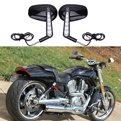 $79.59 • Buy Black Rear View Mirrors LED Turn Signals Fit For Harley VROD V-Rod Muscle VRSCF