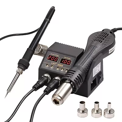 LRT 8868 Mini SMD Rework Station Hot Air Heat Gun Soldering Iron Station • $58.88