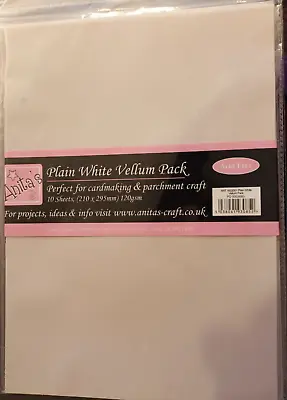 Anita's Plain White Vellum Pack. 10 Sheets 120GSM (A) • £2.99