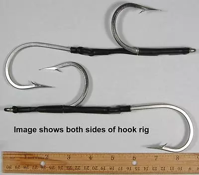 2 Size 12/0 Wire Hook Rigs Offset Stainless Steel  Wahoo Tuna Dorado Marlin Lure • $20.12