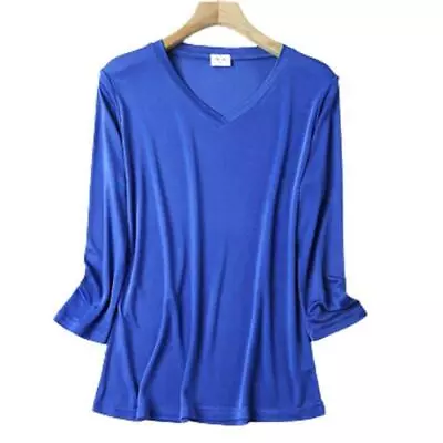 Women 100% Mulberry Silk T Shirts 3/4 Sleeve Underwear Lightweight Tops Shirt • $17.86