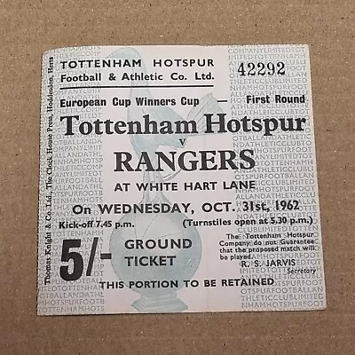 £6.99 • Buy Tottenham Hotspur Spurs Rangers Oct 31th 1962 Ticket Stub Cup Winners Cup Europe