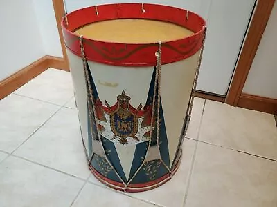 Vintage MCM 21in Trouvailles Metal Military Drum Side Table • $450