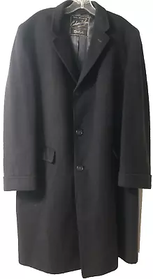 Men's Size 44 Vintage 1950's Burleigh Fully Lined Black Cashmere Overcoat • $75