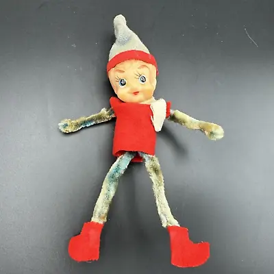 Vintage Christmas Knee Hugger With CHENILLE Pipe Cleaner Arms Legs Elf Pixie • $16.95