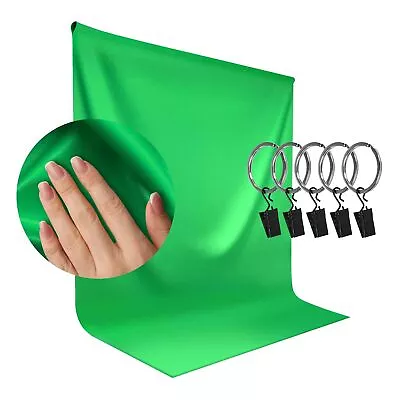 LS 6x9 Ft. Green Chromakey Screen Photo Backdrop Muslin With 5 Ring Clip Holder • $17.52