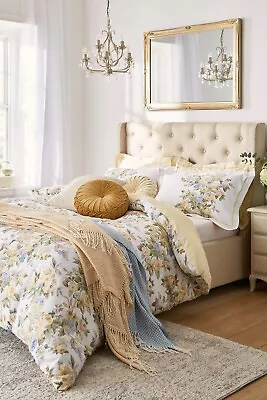 Laura Ashley Pembrey Pale Gold Floral  King Size Duvet Cover Set • £55