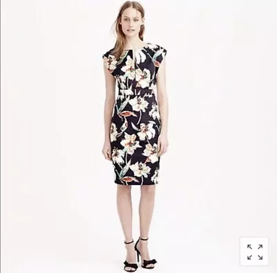 NWT$398 J. Crew Collection Floral Prints Dress Black Multi Size 6. • $89