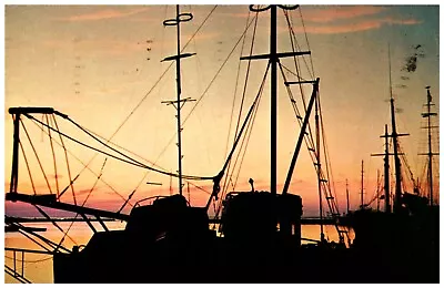 Sunset Over Swordfishing Fleet At Menemsha Harbor Martha Vineyard Island WOB • $4.99