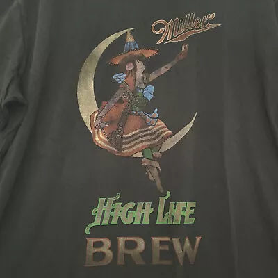 Lucky Brand MILLER BEER Shirt ADULT Large BLACK HIGH LIFE CASUAL BREW MENS NWT • $19.98