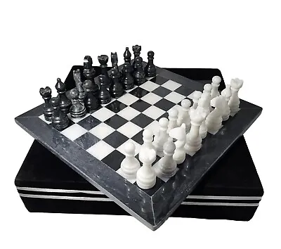 12  Marble Chess Set With Storage Marble Board Pieces Handmade Premium Quality • $79.95