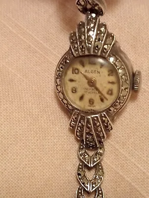 Vintage Algen 17 Jewels Marcasite Ladies Watch Modaine Movement  • $90