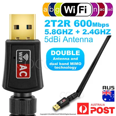 5dBi Antenna 802.11ac AC600 USB WiFi Wireless Adapter Dongle WPS 5GHz Dual Band • $13.85