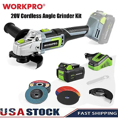 WORKPRO 20V Cordless Angle Grinder Kit 4-1/2 Inch Lightweight Angle Grinder Tool • $89.99