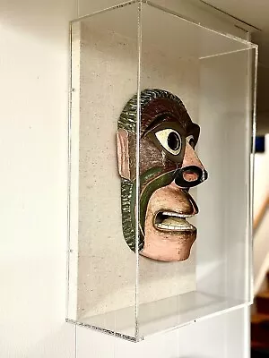 Unique Wooden Ecuadorian Monkey Mask Sculpture Mouned And Framed In Acrylic Box • $400