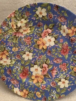 Staffordshire CHINTZ SALAD PLATE 8 1/4  Blue Yellow Pink Near Mint • $18