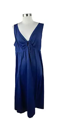 Miss Elaine NEW Woman Navy Blue Lace Trimmed Long Nylon Nightgown Size 2X • $36.50