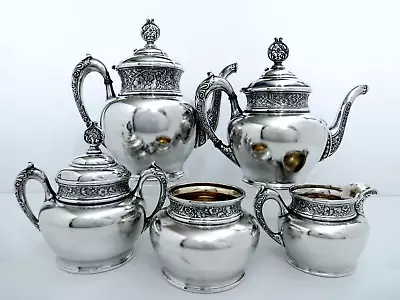 1880 Simpson Hall & Miller Quadruple Aesthetic Revival Persian Coffee Tea Set • $229.99