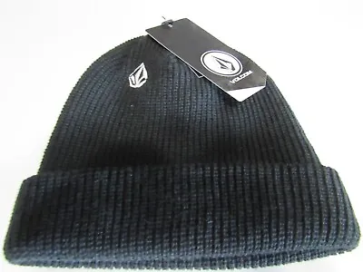 Volcom Mens Full Stone Ribbed Black Beanie One Size Nwt • $22.99