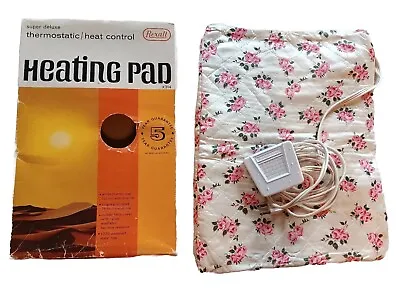 Vintage REXALL Heating Pad 14  X 11  Roses- X314  Thermostatic Heat Control • $26.89
