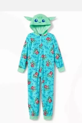 Baby Yoda Union Suit Pajamas (Size XS 4/5) Costume Hooded Soft  • £12.86