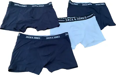 Jack And Jones Mens Boxer Trunks  Boxer Shorts 4 Pack 2XL  Navy Genuine • £15.79