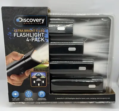 NIB Discovery Extra Bright 9 LED Flashlight 4-Pack Discovery Expedition 1637445 • $15.98