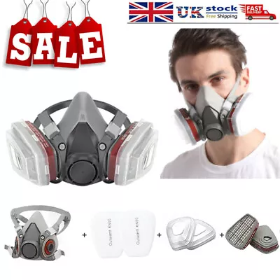 Half Face Gas Mask 7 In 1  Paint Spray Chemical Respirator Safety Work Vapour UK • £10.29