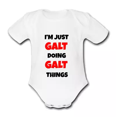 GALT Babygrow Baby Vest Grow Bodysuit I'M JUST DOING THINGS NAME • £9.99
